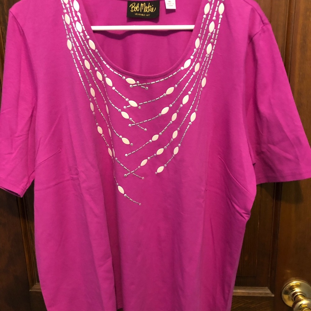 Bob Mackie Wearable Art Pink Silver Necklace XL  Across chest 23 chest